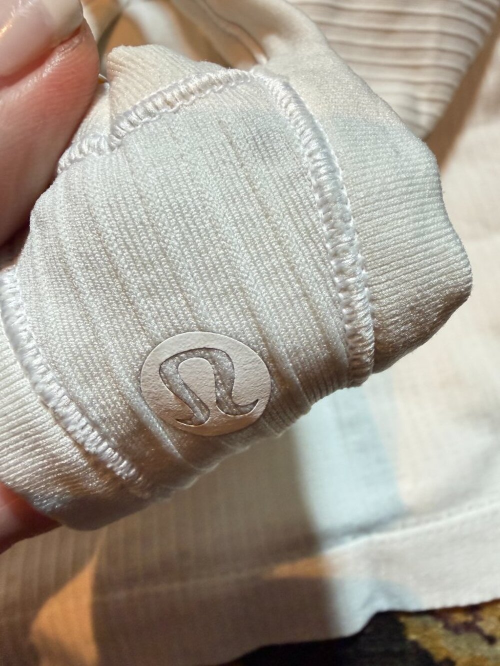 Lululemon White Ribbed Tank Top Built in Bra - Picture 5 of 8